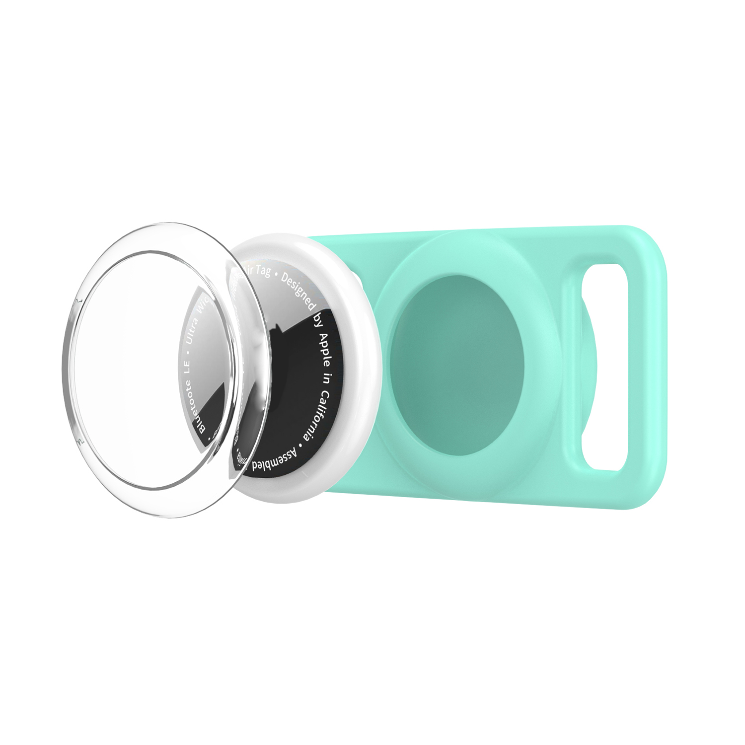 CPS10 For AirTag Protective Case Pet Cat Dog Collar Tracker Holder Silicone Cover - Mint Green