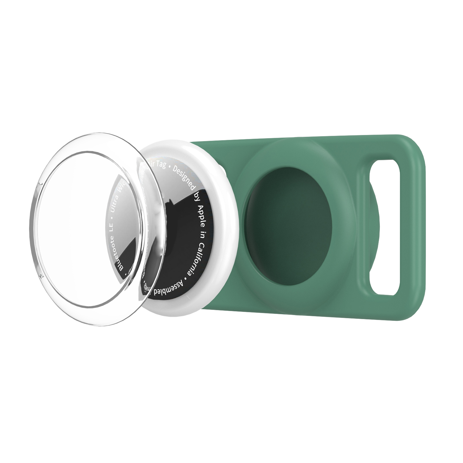 CPS10 For AirTag Protective Case Pet Cat Dog Collar Tracker Holder Silicone Cover - Blackish Green