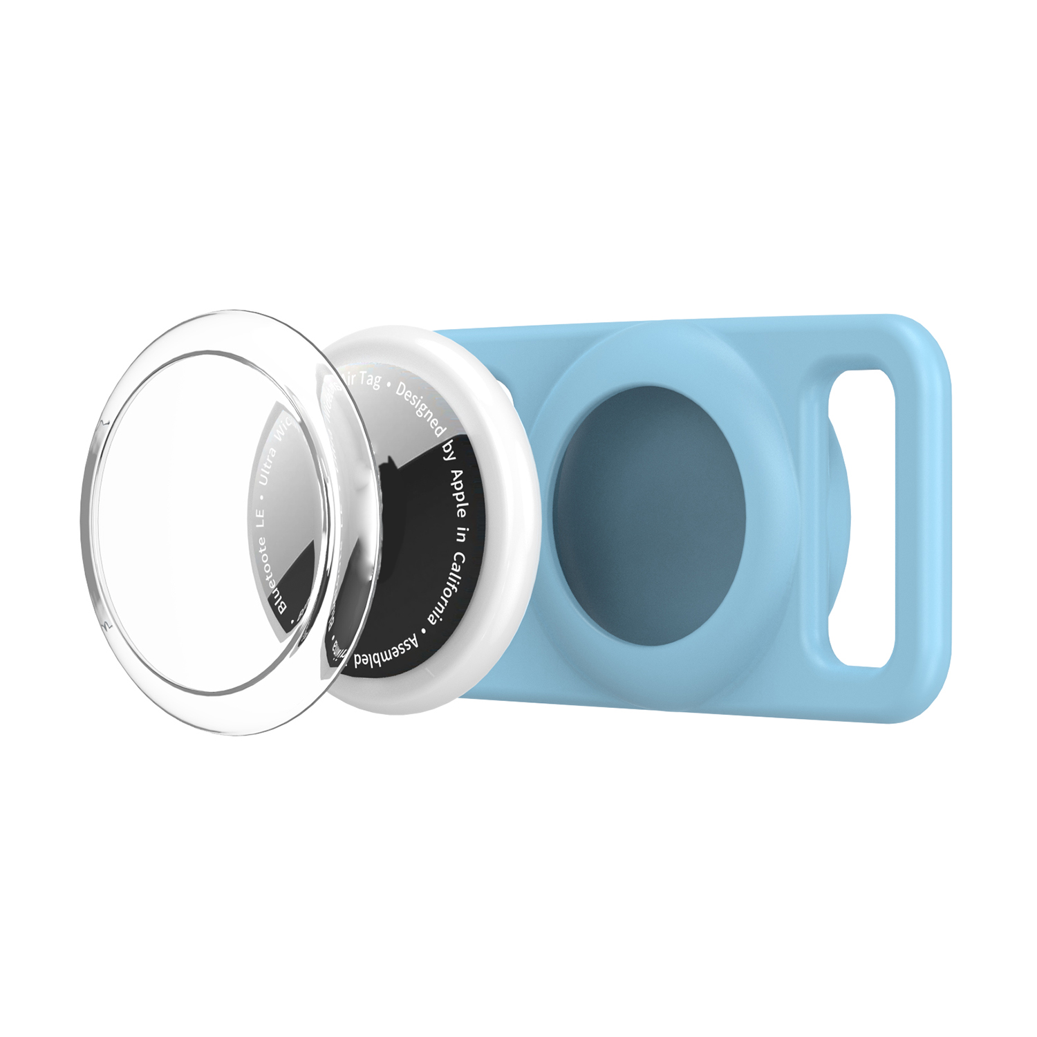CPS10 For AirTag Protective Case Pet Cat Dog Collar Tracker Holder Silicone Cover - Baby Blue