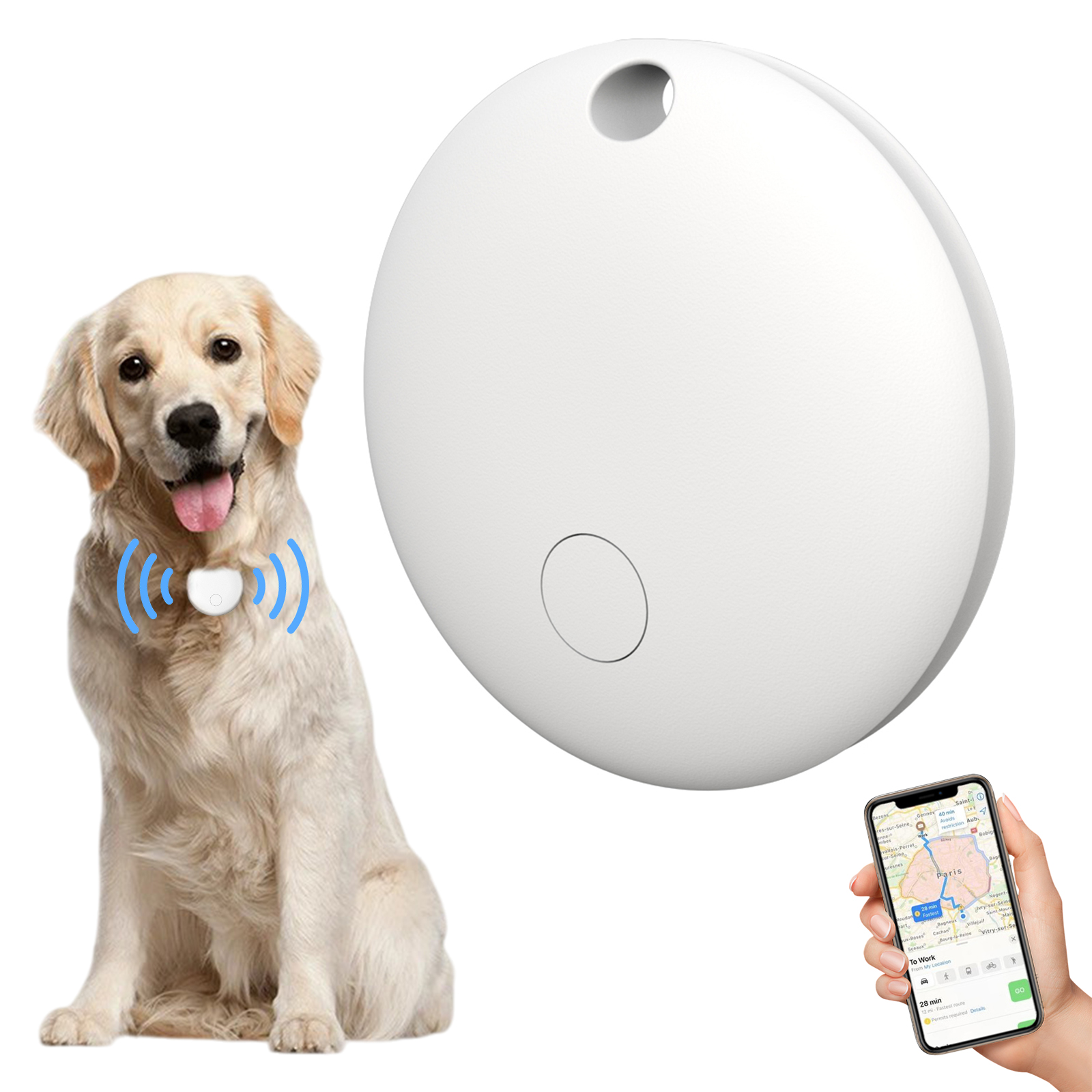 F08 Android Tracker Anti-Lost Finder Global Tracking Locator for Car Wallet Key Luggage Bag - White
