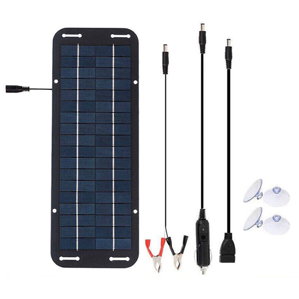 XXP335-125B 6W Polycrystalline Silicon Solar Panel 12V Car Battery Charger Maintainer with USB and DC Output