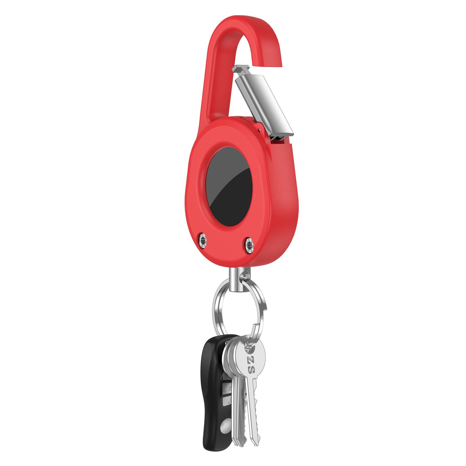 cp51 For Apple AirTag Anti Lost Tracker Case with Carabiner Outdoor Climbing Hook Plastic Protective Cover - Red