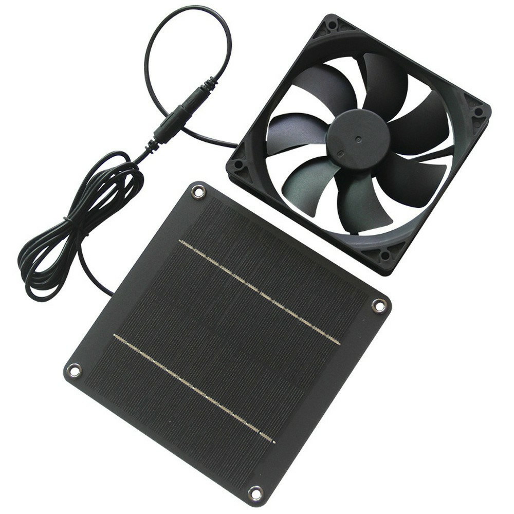 DC 5521 Female Connector 4W 12V Monocrystalline Solar Panel with Fan Portable Outdoor Power Supply
