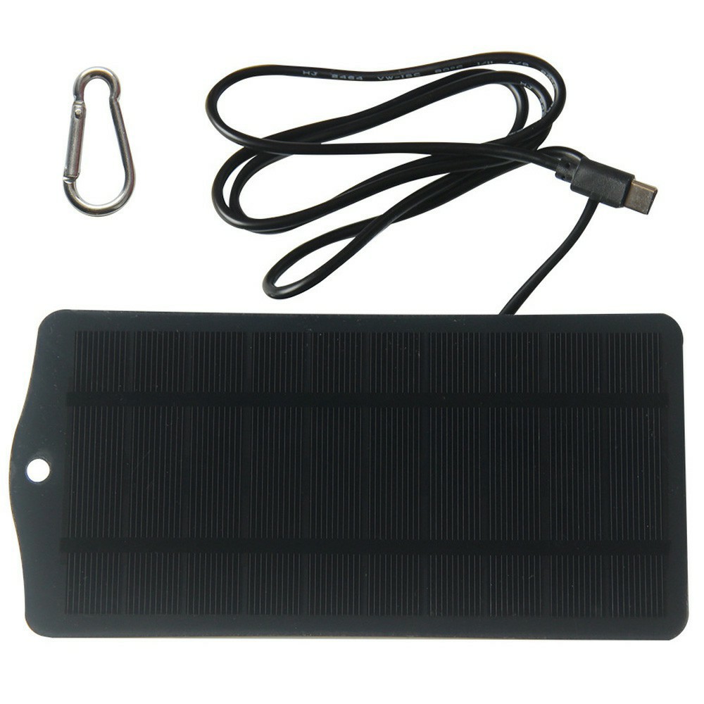 2.5W Portable Solar Charging Panel for Security Camera Outdoor Power Supply with Type C Port - Black