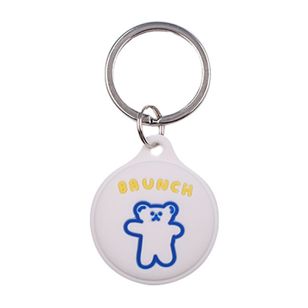 For Apple AirTag Tracker Silicone Protective Case Cartoon Cute Design Scratch Resistant Shockproof Cover - White Bear
