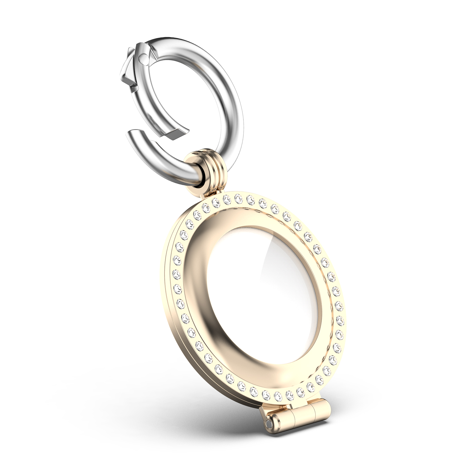 

Rhinestone Decor Zinc Alloy Protective Case Cover with Key Ring for Apple AirTag - Champagne, AirTag