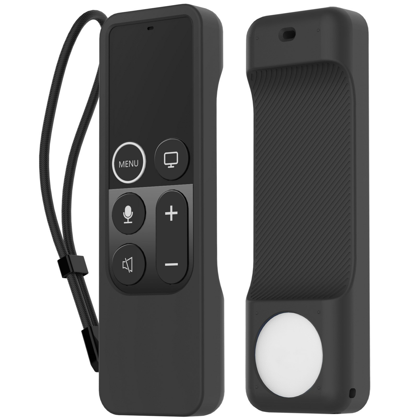 AHASTYLE PT157 Silicone Case For Apple TV HD Remote (4th Gen) / AirTag , 2 in 1 Anti-Slip Protective Cover - Black