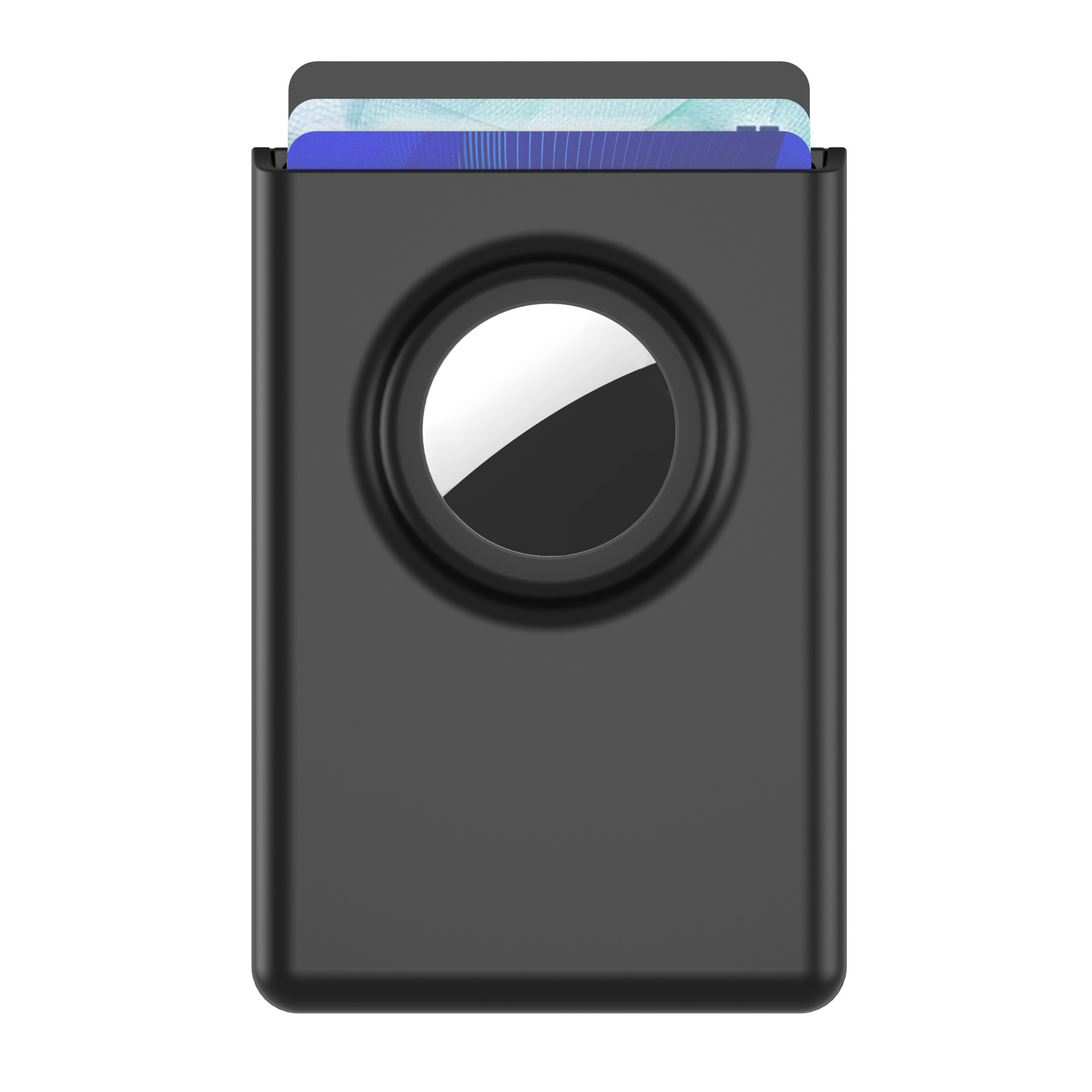 For Apple AirTag Tracker Magnetic Card Holder Hard PC Minimalist Protective Case Compatible with MagSafe - Black