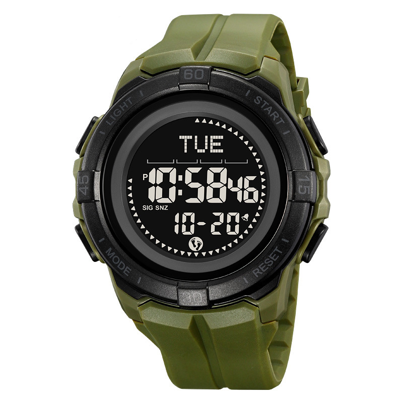 SKMEI 2564 Outdoor Sports Pedometer Watch with Compass Multifunctional Digital Electronic Timepiece - Army Green