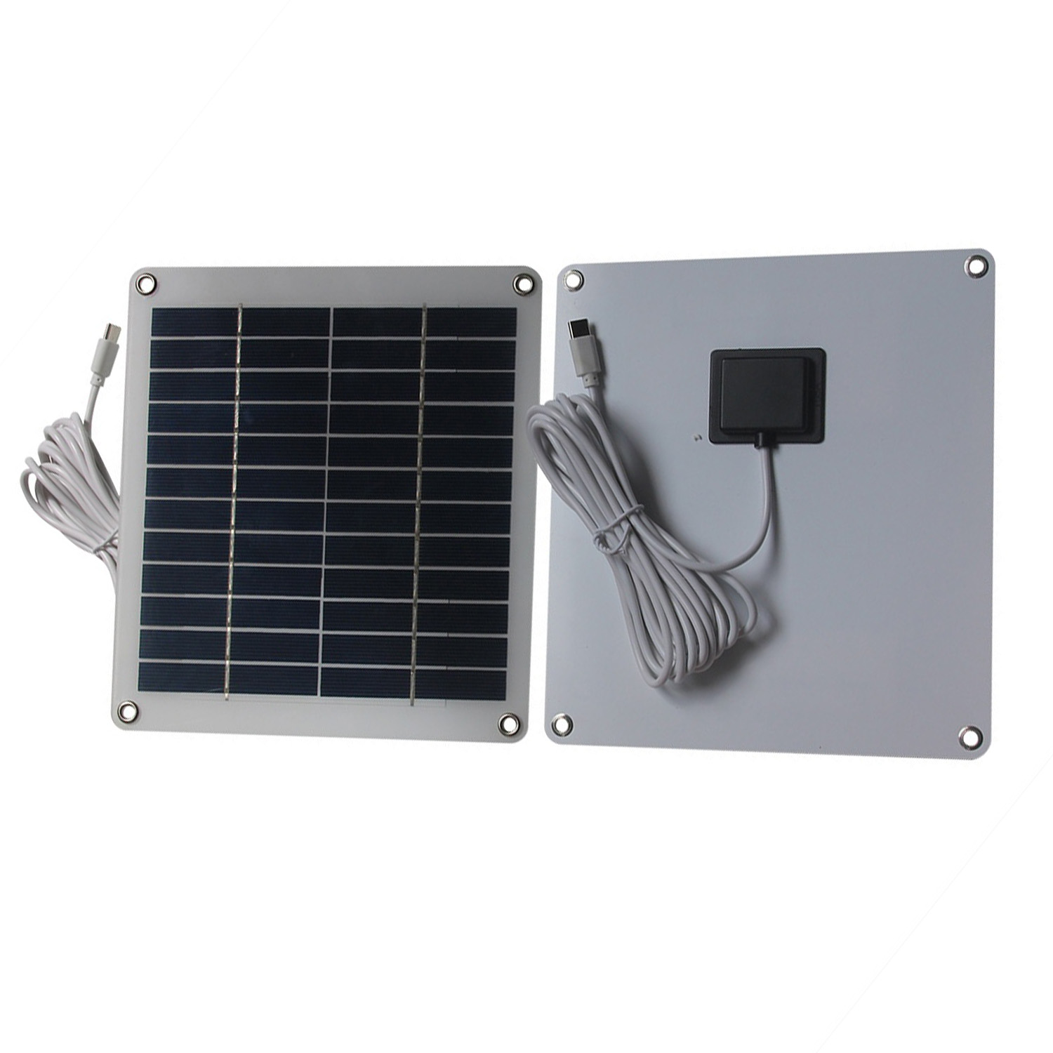 5W 12V Solar Panel Charger with Type-C Output for Security Camera / CCTV Monitor Outdoor Power Supply - Polycrystalline Silicon