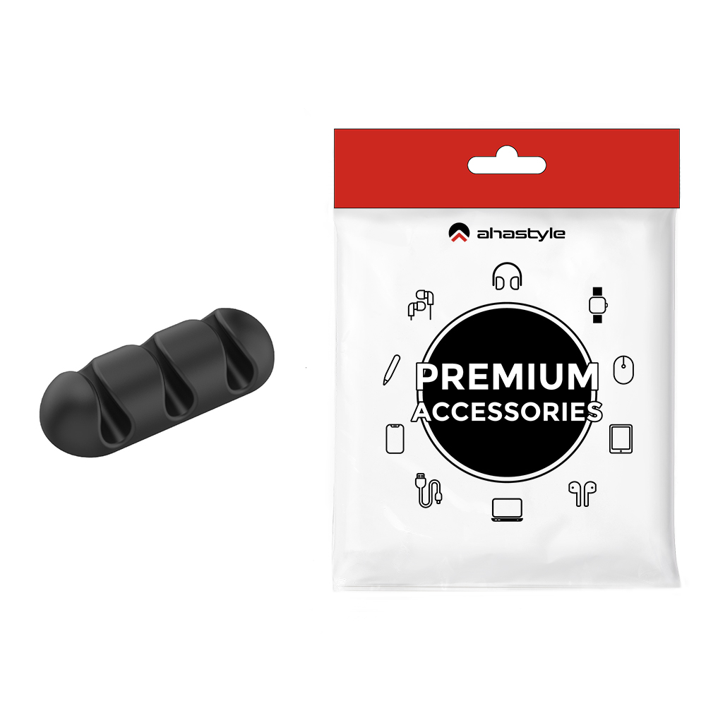 AHASTYLE WE31 Cable Organizer Clip 3 Slot Silicone Adhesive Cable Management For Desk Car Office Wire Holder - Black