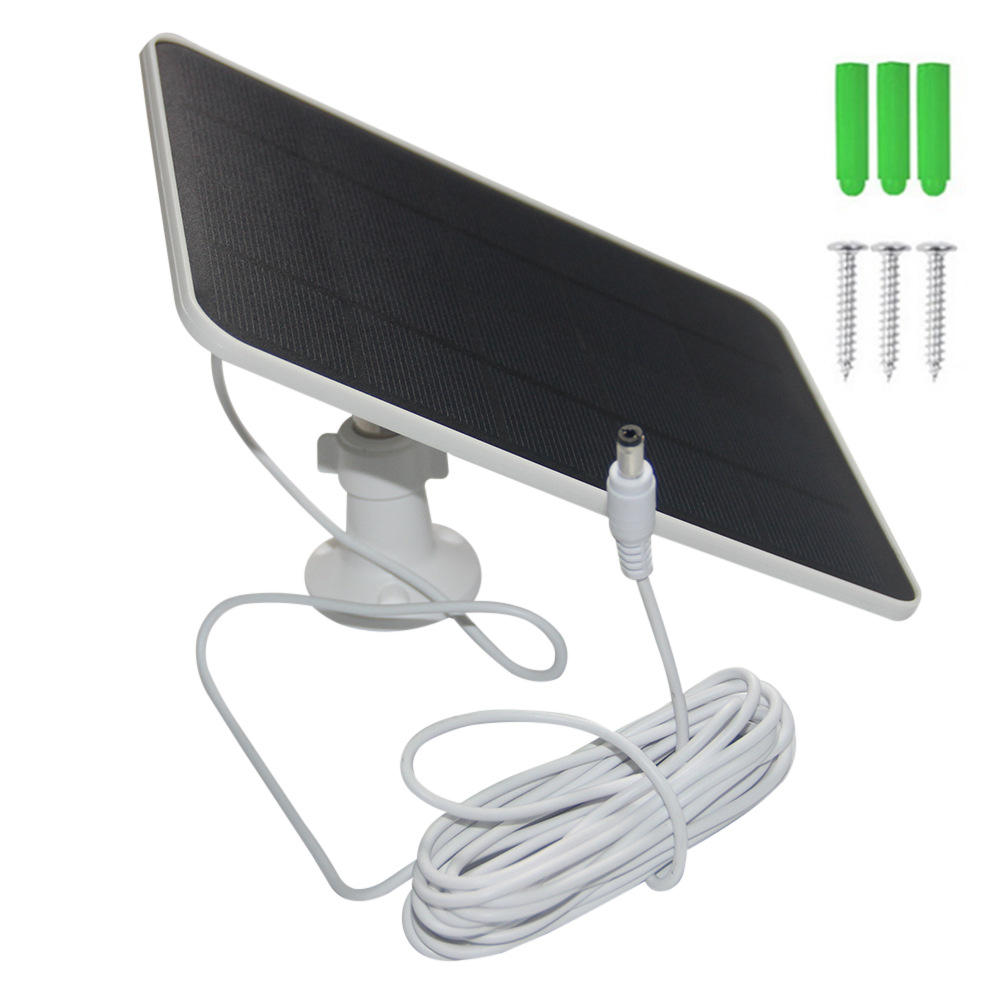 6W 5V Solar Panel Charger with 360 Degree Adjustable Mounting Bracket for Doorbell Security Camera - White/DC5521