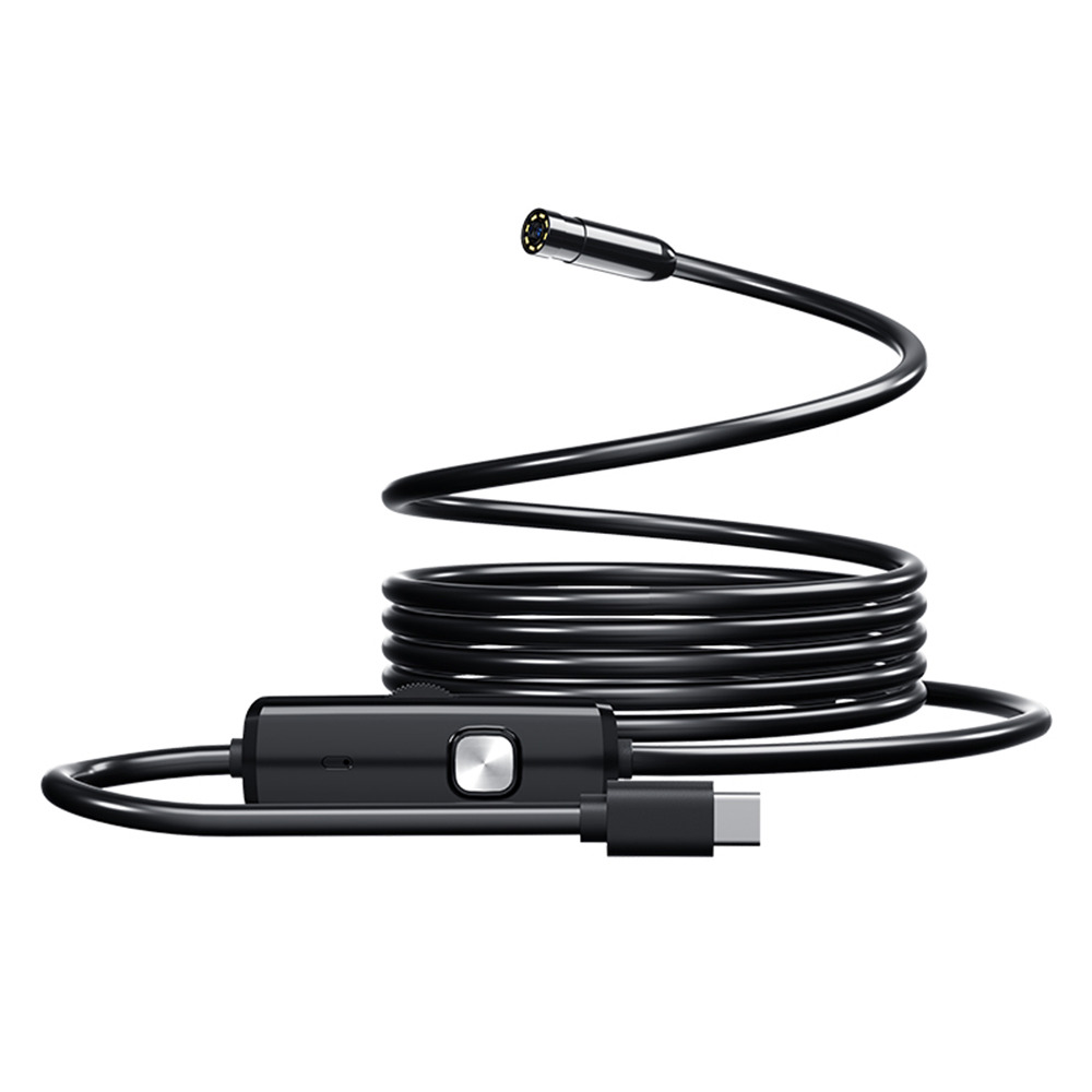 AN112 5m Hard Wire Endoscope Camera with iP (5-14) & Micro USB Adapter Waterproof 8-LED Inspection 8mm Camera Lens Borescope for Pipe Automotive
