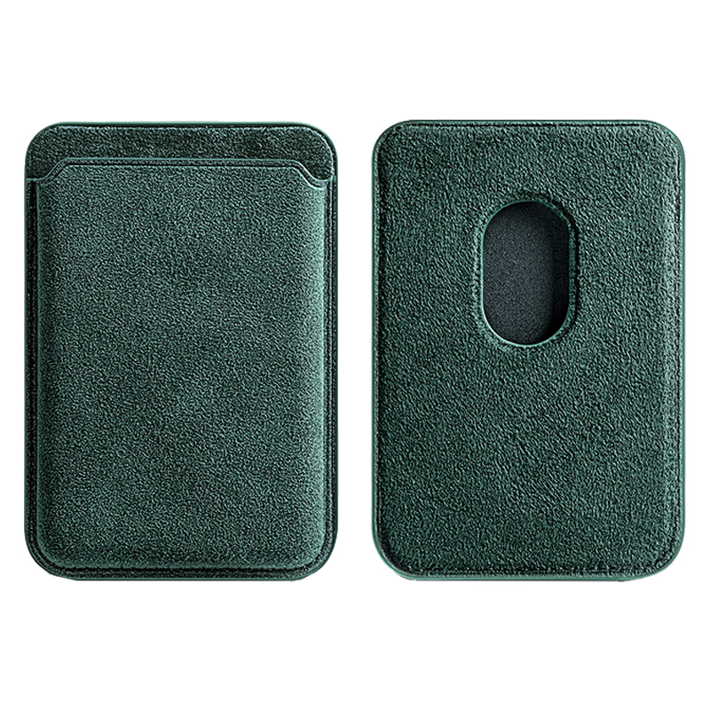 

Wildleder -leder -telefon Sicherer Kreditkartenhalter Für Iphone 14 / 13 / 12 Serien -magnetkartenbeutel - Schwarzgrün, iPhone 14 Pro Max