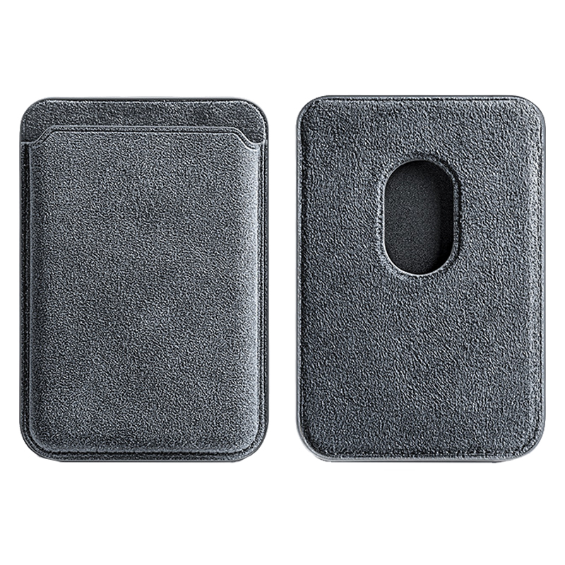 

Wildleder -leder -telefon Sicherer Kreditkartenhalter Für Iphone 14 / 13 / 12 Serien -magnetkartenbeutel - Hellgrau, iPhone 14 Pro Max