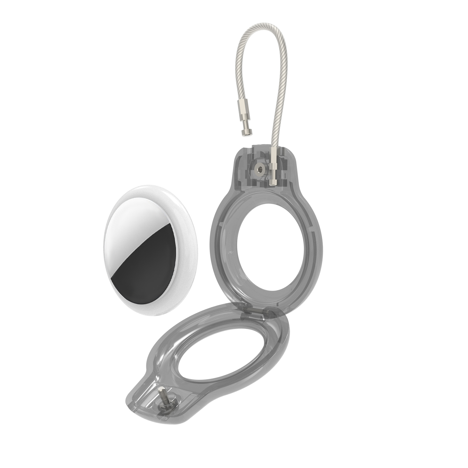 

Hard Pc-schutzhülle Für Apple Airtag Bluetooth Locator, Anti-lost-abdeckung Mit Stahldrahthaken - Transparent Schwarz, AirTag