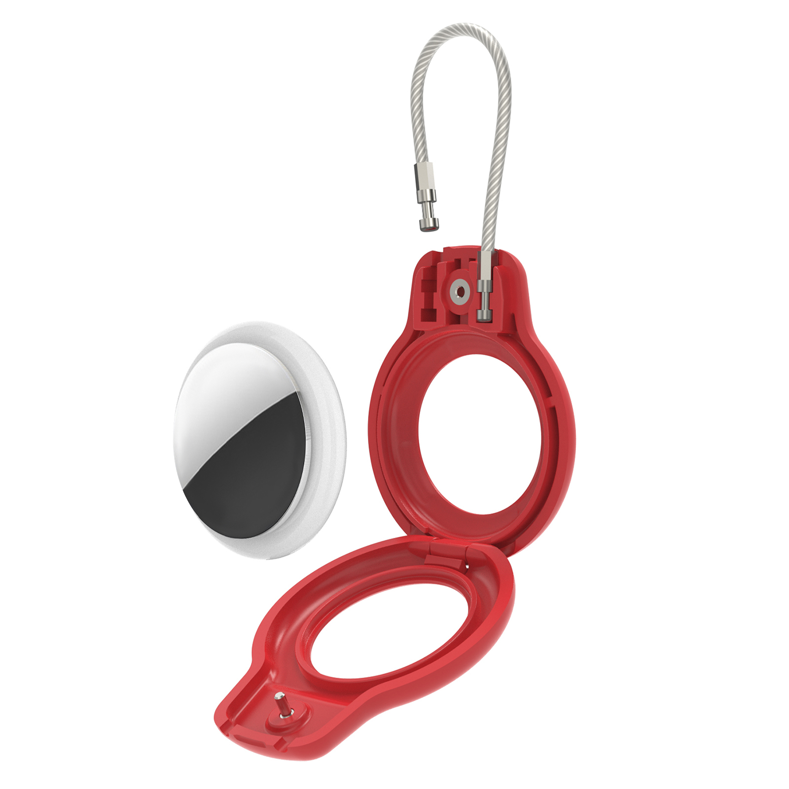 

Hard Pc-schutzhülle Für Apple Airtag Bluetooth Locator, Anti-lost-abdeckung Mit Stahldrahthaken - Rot, AirTag
