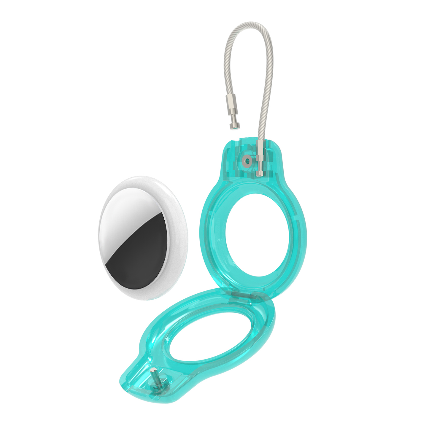

Hard Pc-schutzhülle Für Apple Airtag Bluetooth Locator, Anti-lost-abdeckung Mit Stahldrahthaken - Transparent Blau, AirTag