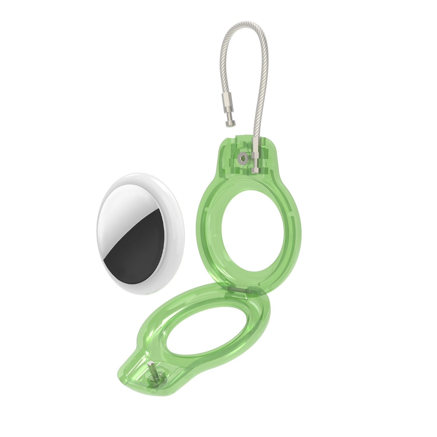

Hard Pc-schutzhülle Für Apple Airtag Bluetooth Locator, Anti-lost-abdeckung Mit Stahldrahthaken - Transparent Grün, AirTag