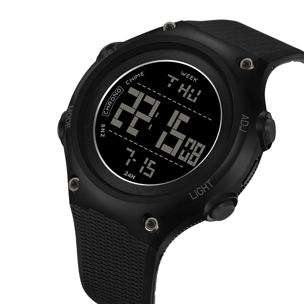 

Sanda 2141 Jugendstudent Outdoor Sport Electronic Watch 50 m Wasserfestes Nachtlicht Display Uhr - Alles Schwarz
