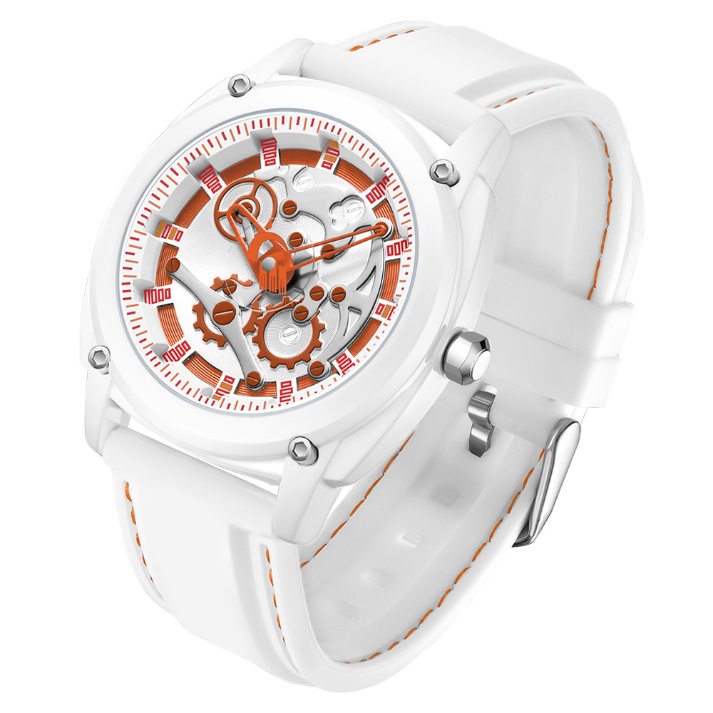 

Sanda 3235 Fashion Sport Electronic Watch Zinklegierung 50m Wasserwiderstand Uhr - Weiss / Orange