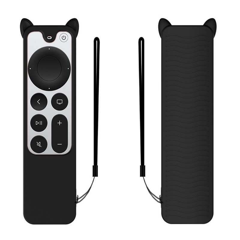 

Für Apple TV 4K 2021 Cat Ohr-ohr-design Fernbedienung Drop-proof-hülle Silikonschutzabdeckung - Schwarz
