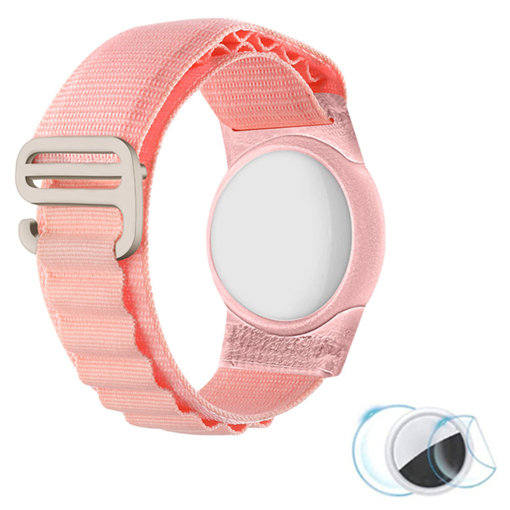 

Nylon Geflochtenes Handgelenksgurt Mit TPU -hülle Und Bildschirmschutz Für Apple Airtag Tracker Armband - Schnalle / Rosa, AirTag
