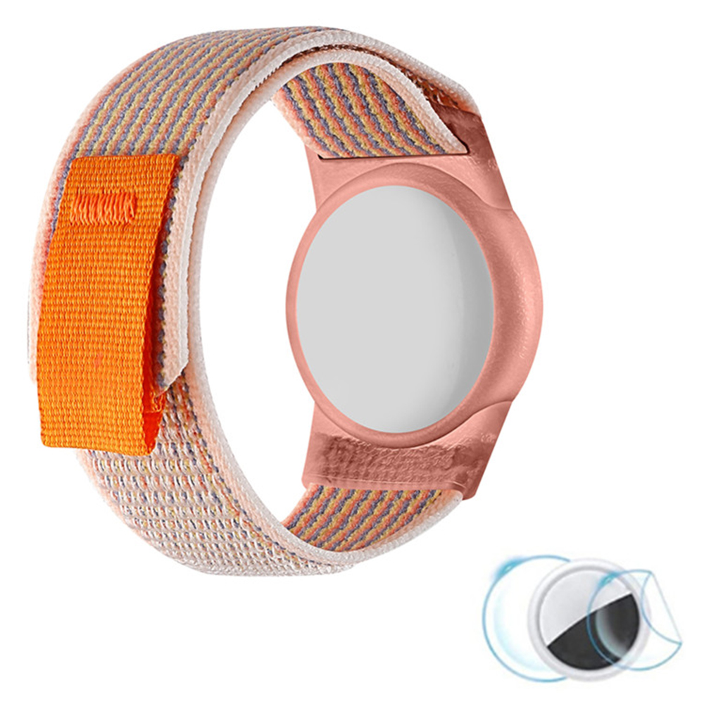

Nylon Geflochtenes Handgelenksgurt Mit TPU -hülle Und Bildschirmschutz Für Apple Airtag Tracker Armband - Schleifenverschluss / Rosa, AirTag
