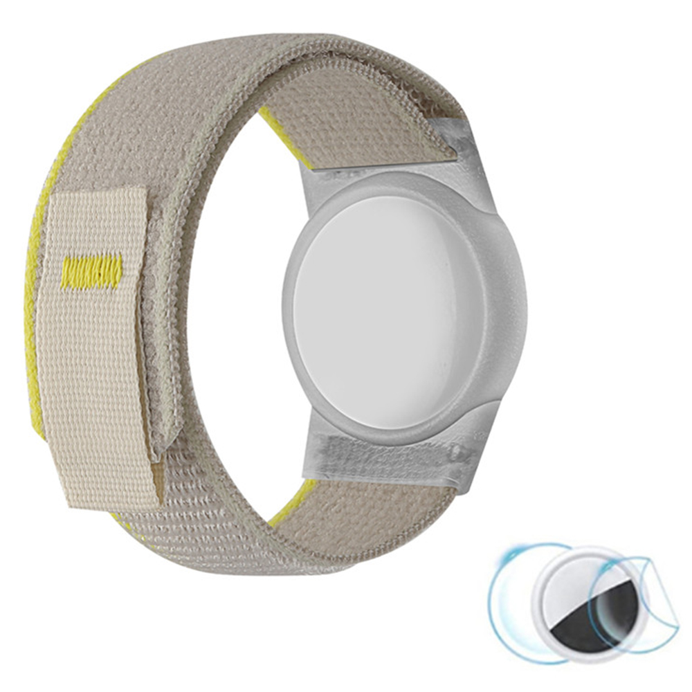 

Nylon Geflochtenes Handgelenksgurt Mit TPU -hülle Und Bildschirmschutz Für Apple Airtag Tracker Armband - Schleifenverschluss / Gelb+beige, AirTag