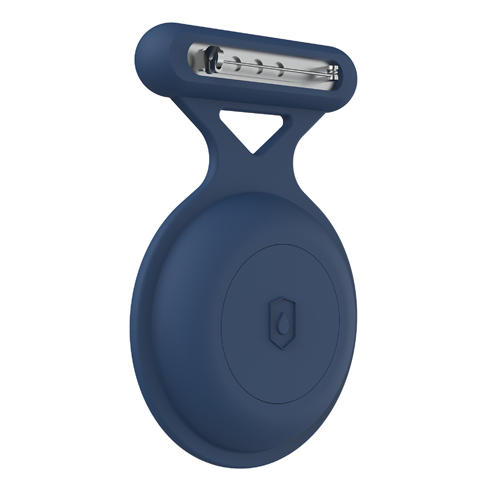 Protective Case for AirTag Silicone Waterproof GPS Tracker Cover with Brooch Pin - Dark Blue