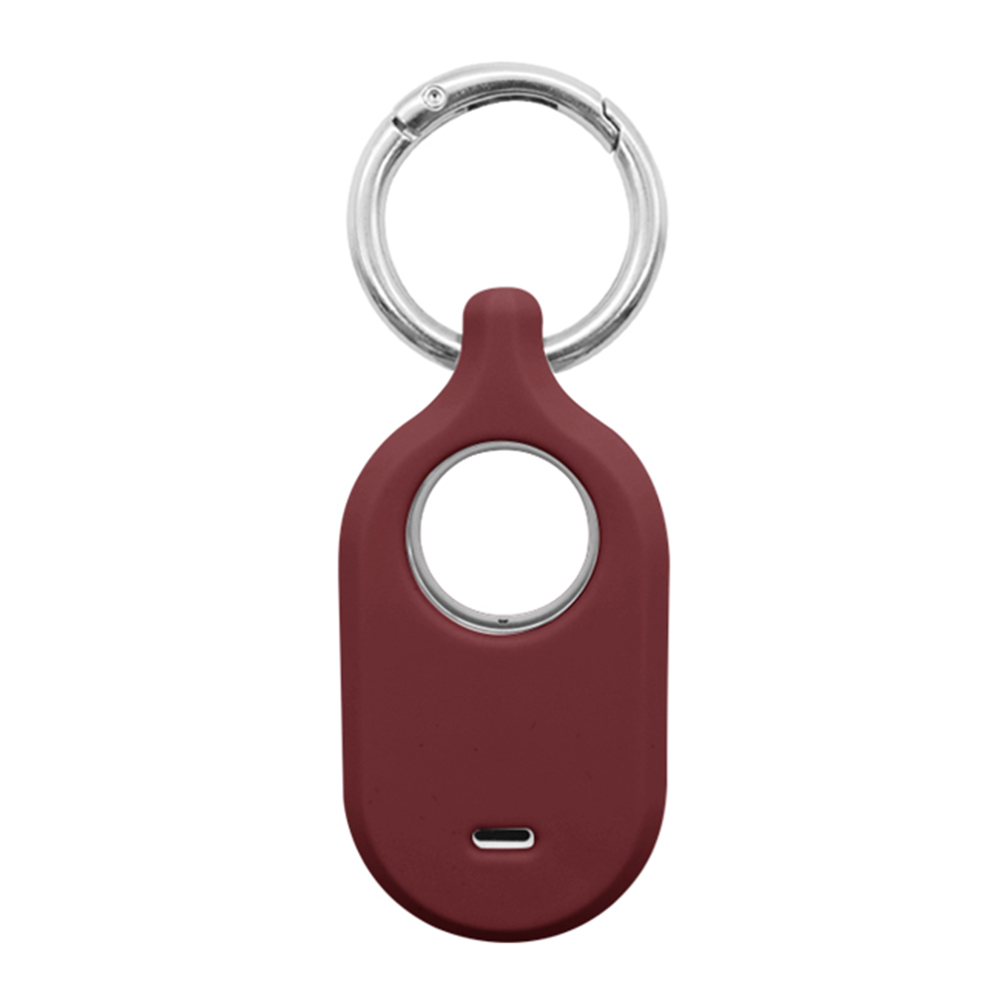 For Samsung Galaxy SmartTag 2 Protective Cover Tracker Holder Silicone Case with Buckle - Wine Red