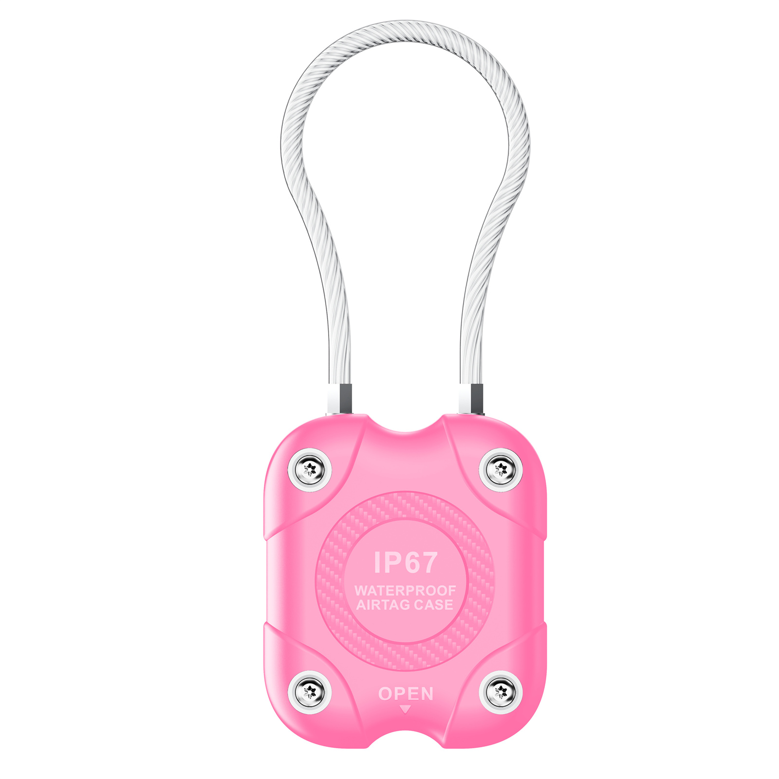 For AirTag Protective Cover Anti-lost Tracker Protector Anti-scratch Case with Steel Wire - Pink