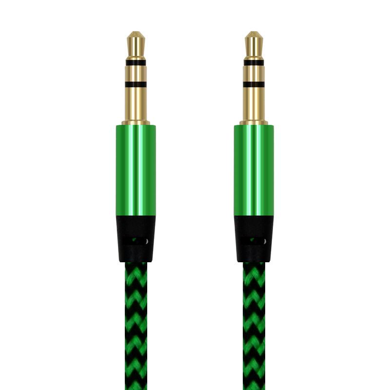 

3.5mm Gold Color Plated Woven Texture Male to Male Audio Cable for Phones, Tablets, PC devices - Green, iPhone 12 mini
