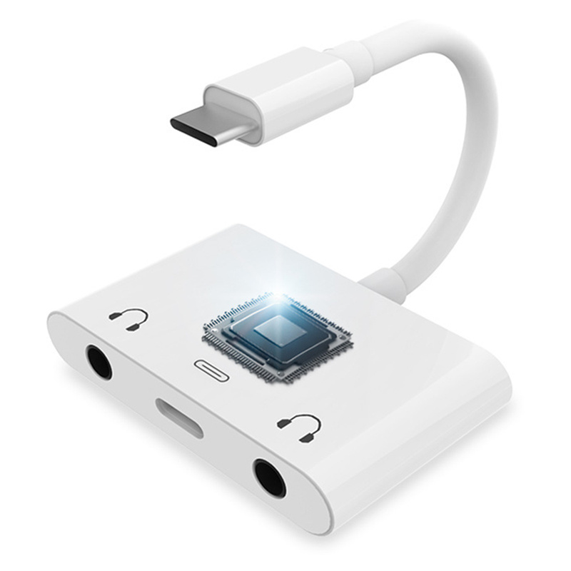 

Splitter 3-en-1 Type-C à Double Adaptateur de Chargeur Audio + Type-C de 3,5 Mm, Support PD Fast Charging
