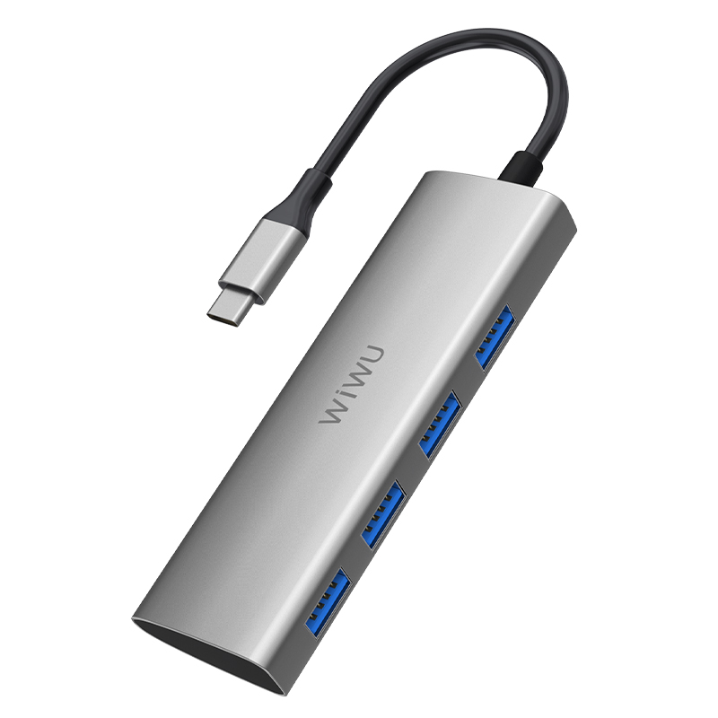 

WIWU A440 4-in-1 USB-C Hub 4 Ports USB 3.0 Typ-c Splitter Hub - Grau