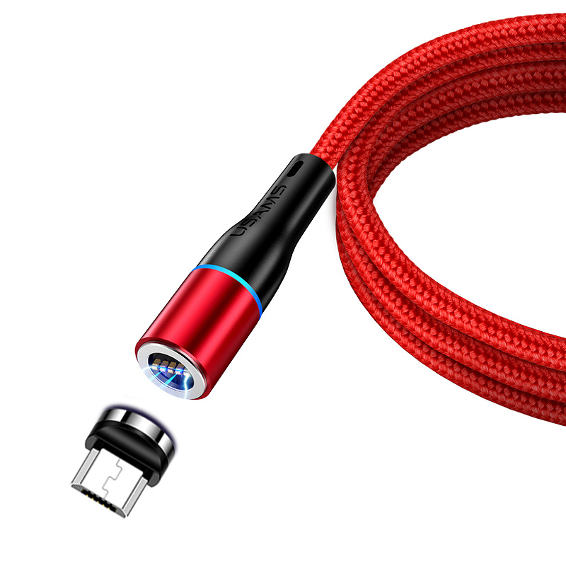 

USAMS Nylon Braided Magnetic Micro USB Charger Cable for Samsung Huawei Xiaomi - Red, iPhone 12 mini