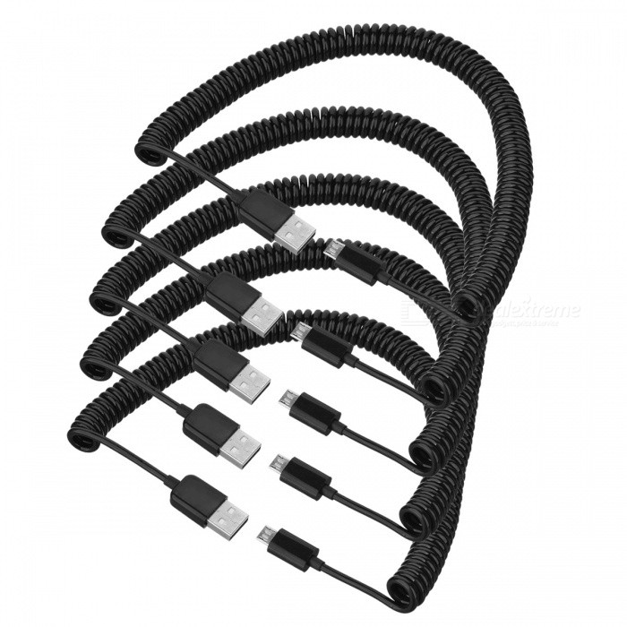 

5Pcs/Set Retractable Spring Style 2.5M Micro USB Data Sync Charging Cables - Black, iPhone 12 mini