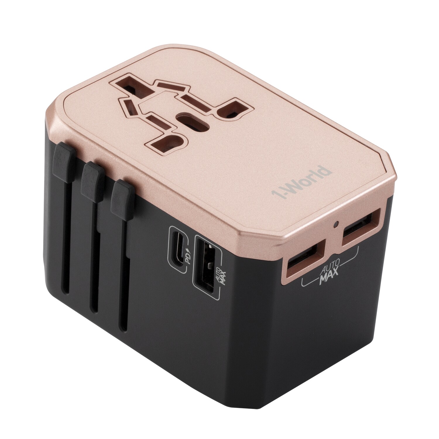 

MOMAX 1-World Universal Type-C PD + 3USB AC Travel Adapter Global Travel Charging Socket 42W - Gold