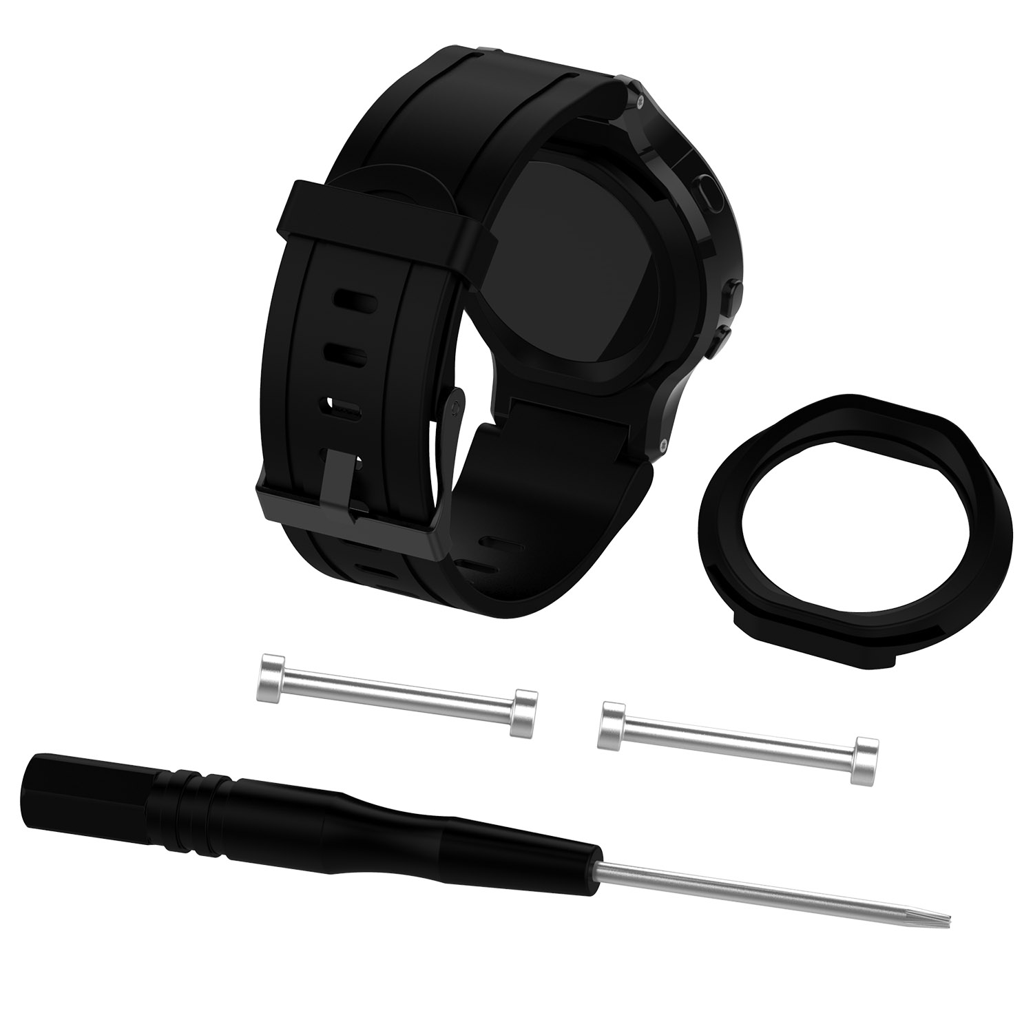 

Flexible Silicone Wrist Watch Strap for Garmin Forerunner 225 - Black, Other Phone Models
