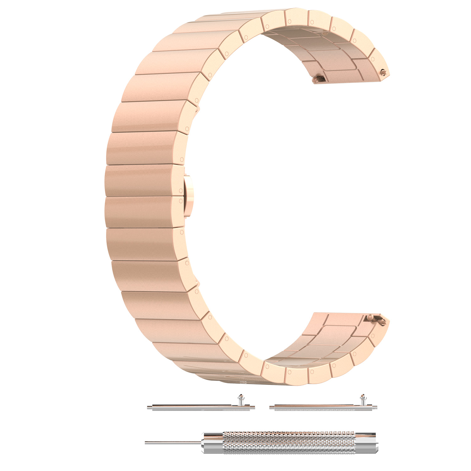 

For Samsung Gear S3 Frontier / S3 Classic 22mm Solid Stainless Steel Link Chain Watch Strap with Spring Bars - Rose Gold Color, Gear S3 Frontier