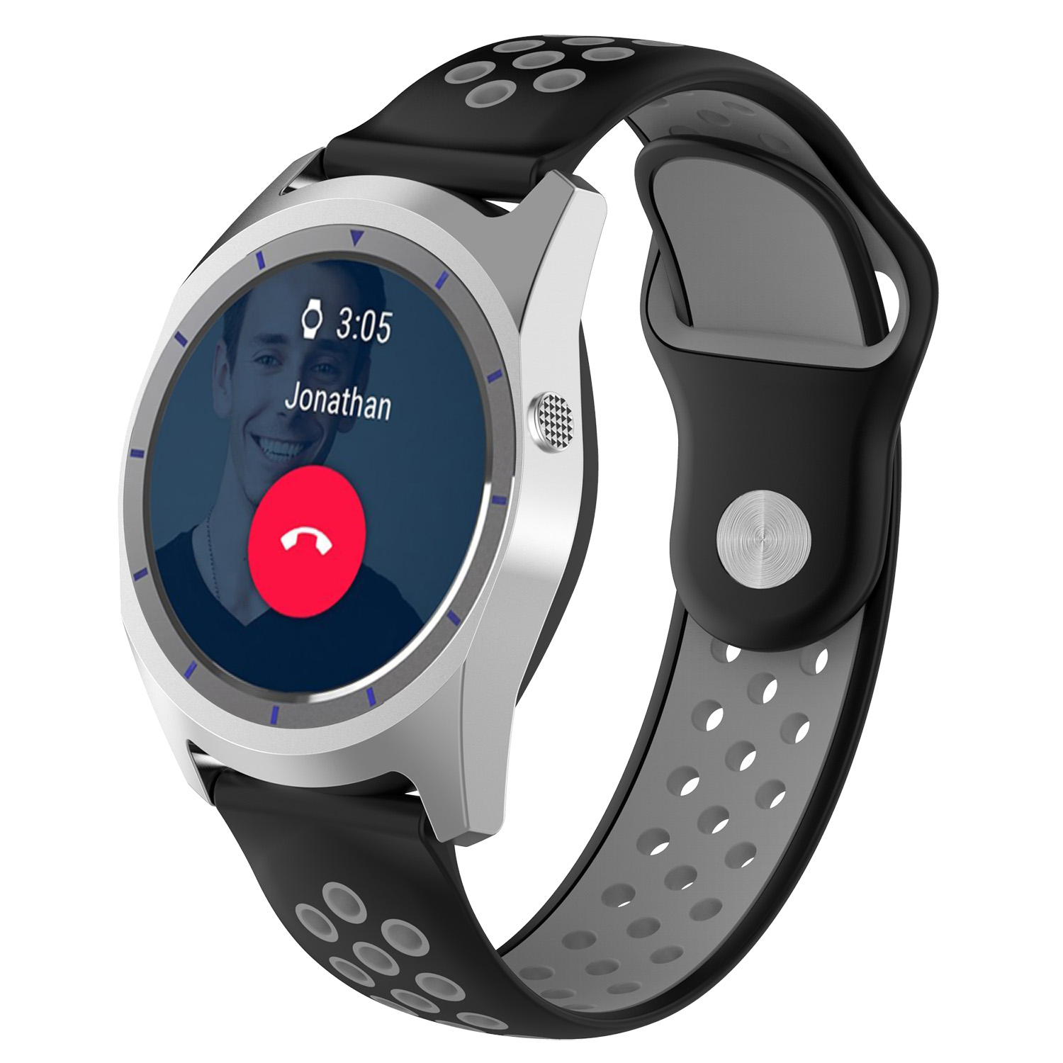 

22mm Two-color Silicone Watchband Strap for Fossil Q Marshal Gen 2 - Black / Grey, Universal