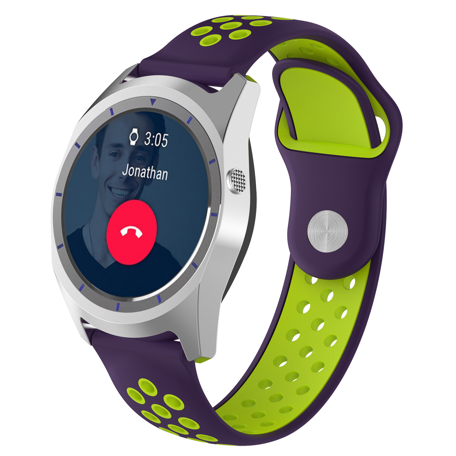 

22mm Two-color Silicone Wrist Watchband for Fossil Q Marshal Gen 2 - Purple / Green, Universal
