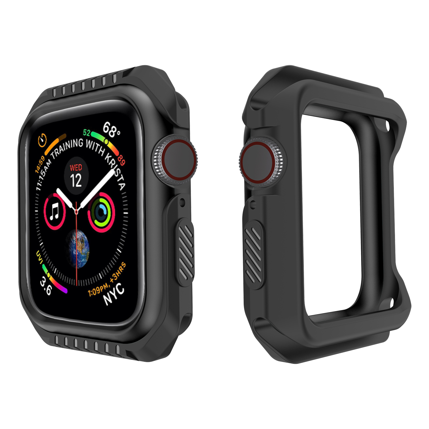 

Мягкая Силиконовая Защитная Крышка Бампера Для Apple Watch Series 4 44 Мм - Все Черное, Apple Watch Series 4 44mm