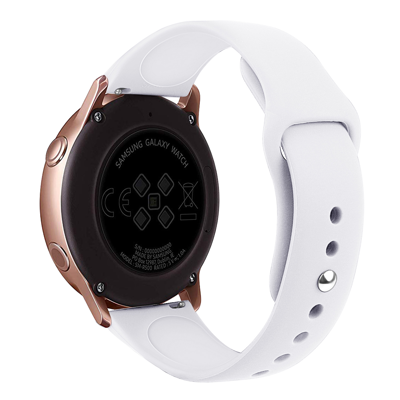 

20mm Soft Silicone Watch Band Replacement for Samsung Galaxy Watch Active SM-R500 - White, Galaxy Watch Active