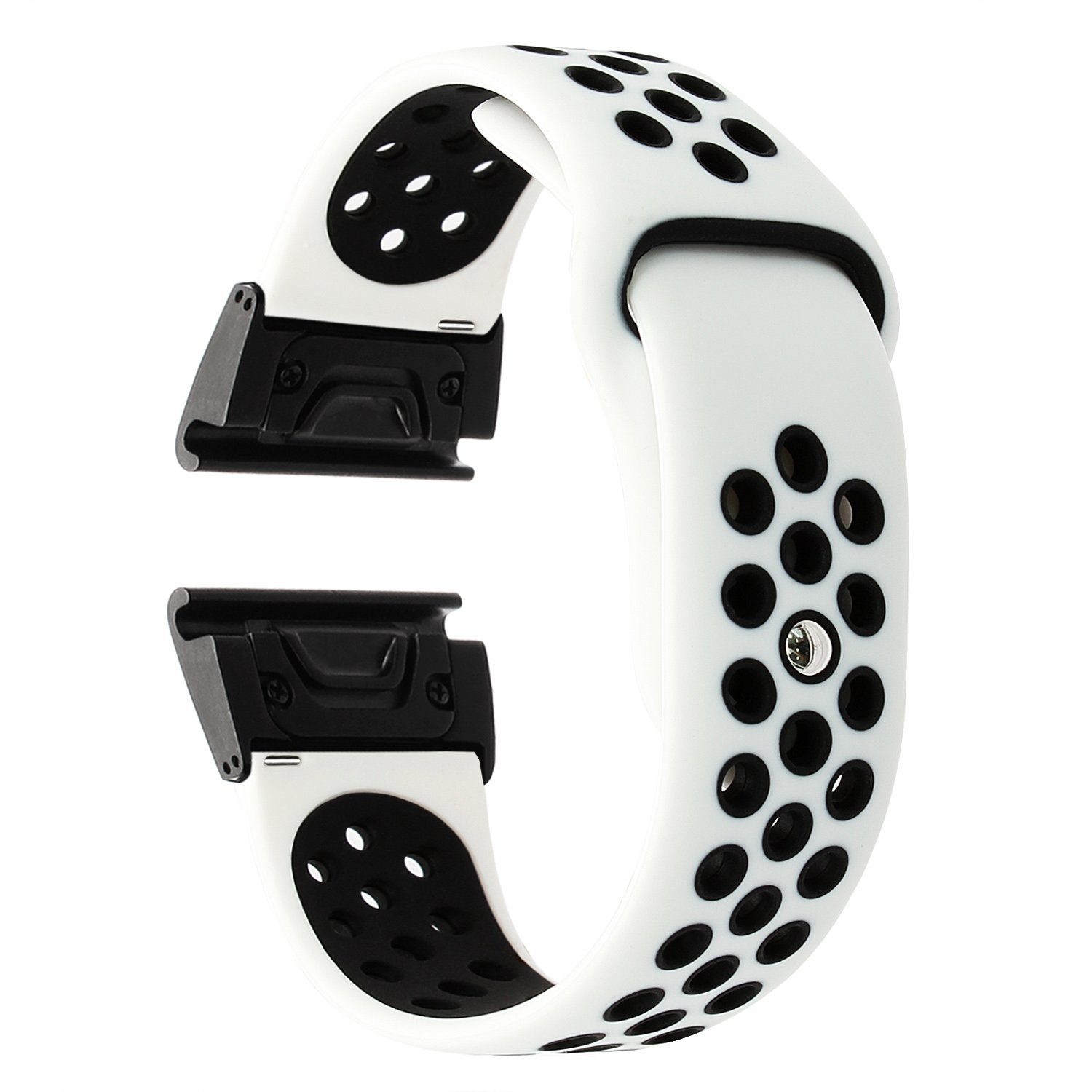 

22mm Two-tone Hollow Silicone Watch Strap for Garmin Fenix 5/Garmin Forerunner 935 - White / Black, Garmin Fenix 5