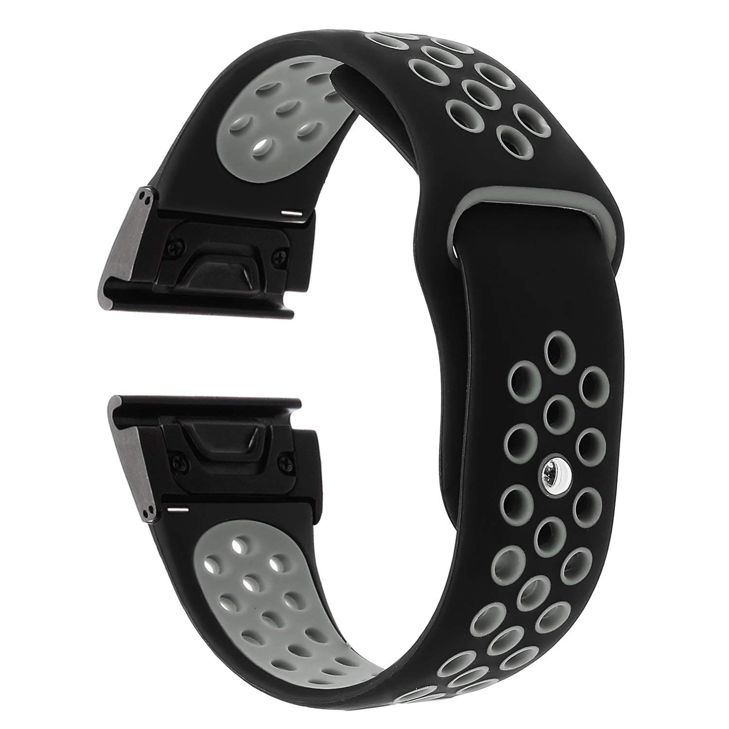 

22mm Two-tone Hollow Silicone Watch Strap for Garmin Fenix 5/Garmin Forerunner 935 - Black / Grey, Garmin Fenix 5