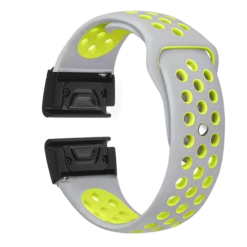 

22mm Two-tone Hollow Silicone Watch Strap for Garmin Fenix 5/Garmin Forerunner 935 - Silver / Yellow, Garmin Fenix 5