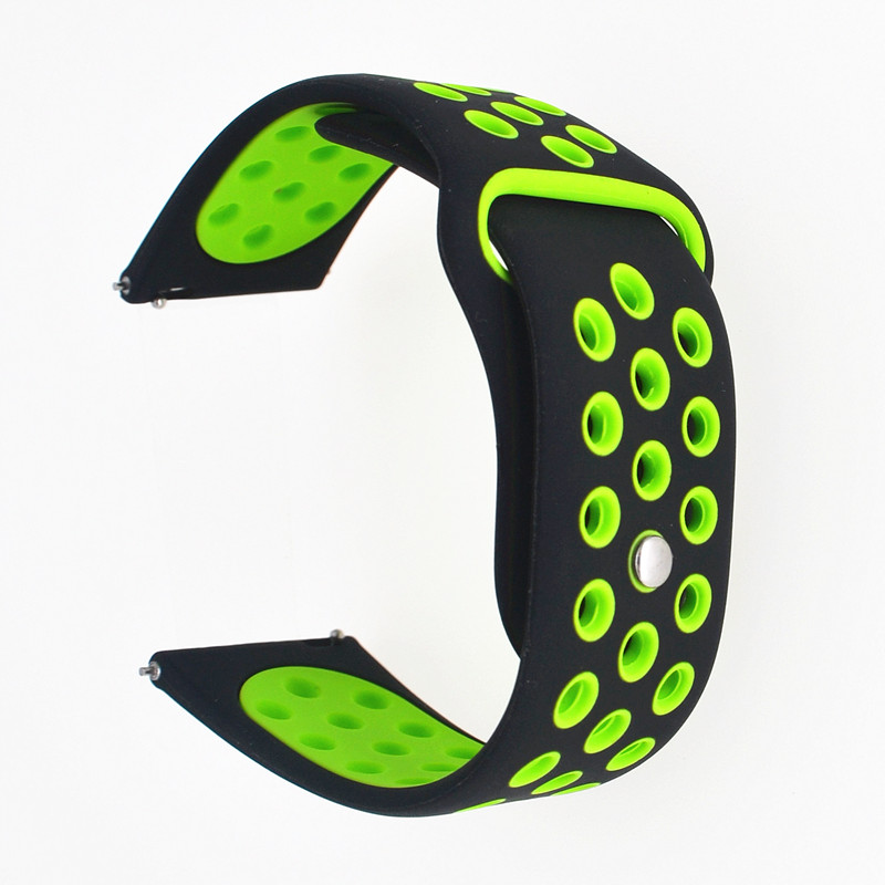 

20mm Two-tone Hollow Silicone Watch Strap for Samsung Galaxy Watch 42mm / Gear Sport S2 - Black / Green, Galaxy Watch 42mm