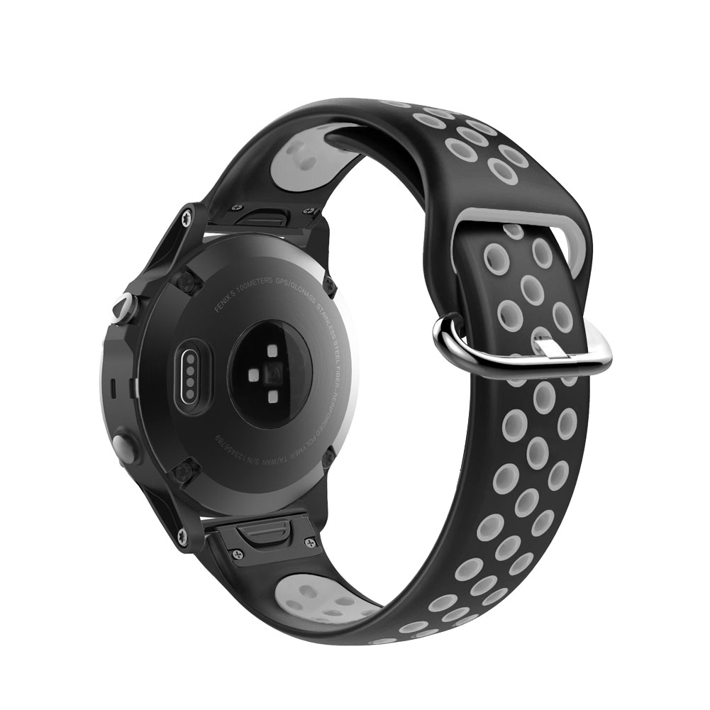 

22mm Width Dual Color Silicone Smart Bracelet Band for Garmin Forerunner 935/945/Quatix 5/Fenix 5/Fenix 5 plus/Approach S60 - Black / Grey, Garmin Forerunner 935