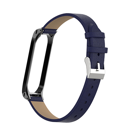 

Genuine Leather Watch Strap Watchband for Xiaomi Mi Smart Band 4 - Dark Blue, Xiaomi Mi Smart Band 4